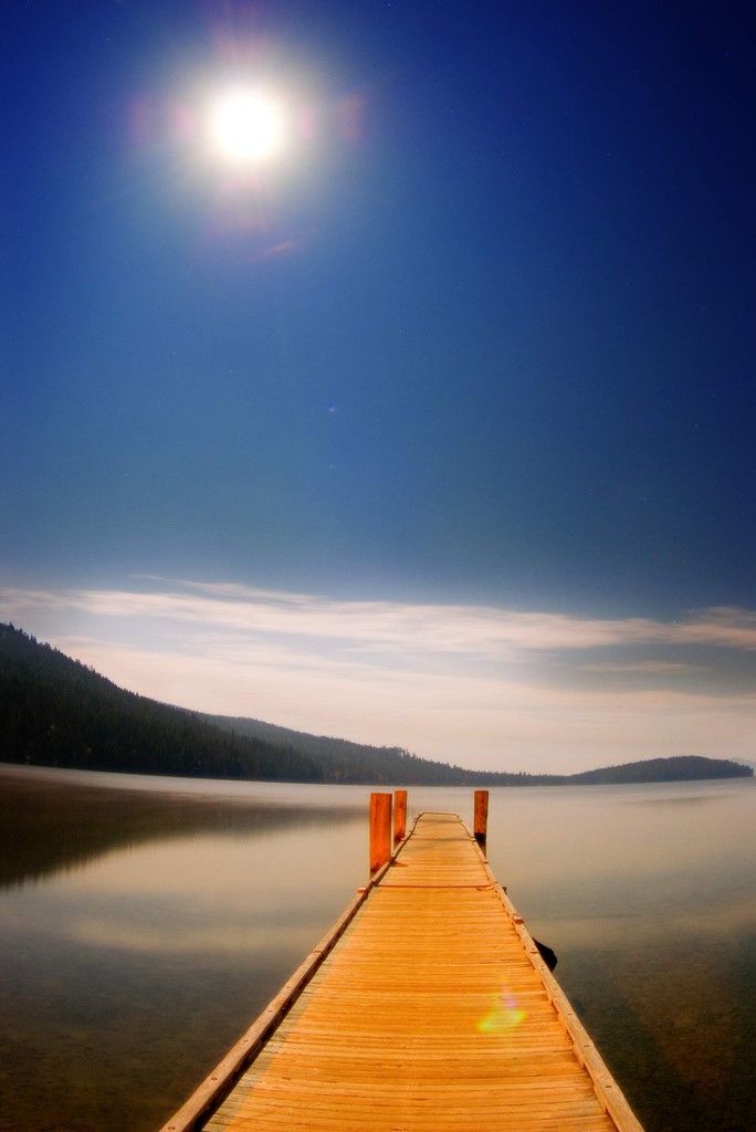 Dock in moonlight